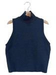 Vorschaubild 1 von Damen Rollkragen Pullunder ärmellos Blau Gr. 38/M Basic