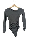 Vorschaubild 1 von Damen Body Gr. 36 S Grau Langarm Asymmetrisch Raffung