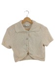 Vorschaubild 1 von Damen Strickjacke Kurzarm Cropped Beige Gr. 36 S Baumwolle