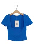 Vorschaubild 1 von Damen Top Blau Gr. 36 S Kurzarm Square Neck Crop Basic