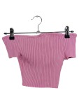 Vorschaubild 2 von Damen Pullover Cropped Kurzarm V-Ausschnitt Rippstrick Pink Gr. 36 S