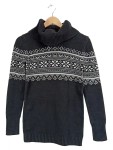 Vorschaubild 1 von Damen Pullover Gr. 34 XS Schwarz Norwegermuster Rollkragen