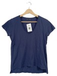 Vorschaubild 1 von Damen T-Shirt Blau Gr. 36 S V-Ausschnitt Kurzarm Basic Baumwolle