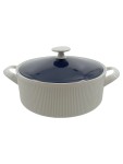 Vorschaubild 1 von Kochtopf mit Deckel Porzellan Weiß Blau 18x13cm 2, 5L