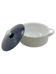 Vorschaubild 2 von Kochtopf mit Deckel Porzellan Weiß Blau 18x13cm 2, 5L
