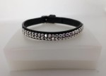 Vorschaubild 1 von Armband Damen Leder Schwarz Edelstahl Swarovski Kristalle 21, 5cm