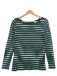 Vorschaubild 1 von Damen Pullover Langarm gestreift Grün Gr. 38 M Casual Baumwolle