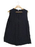 Vorschaubild 1 von Damen Top Gr. 46 3XL Schwarz Viskose Ärmellos Casual Knopfleiste