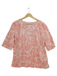 Vorschaubild 1 von Damen Bluse Rosa Blattmuster Gr. 42 Casual Leinen