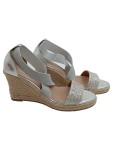 Vorschaubild 1 von Damen Espadrilles Keilabsatz Silber Glitzer Gr. 37