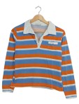 Vorschaubild 1 von Damen Poloshirt Gr. 40 L Mehrfarbig Gestreift Langarm Baumwolle