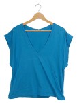 Vorschaubild 1 von Damen T-Shirt V-Ausschnitt Blau Gr. 38 M Basic