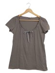 Vorschaubild 1 von Damen T-Shirt Gr. 40 L Grau Kurzarm mit Schleife Casual