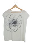 Vorschaubild 1 von Damen Pullover Kurzarm Weiß Blumenmuster Gr. 40 L