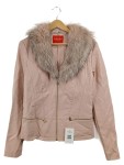 Vorschaubild 1 von Damen Lederjacke Rosa Gr. 36 S mit Kunstpelzkragen Modisch
