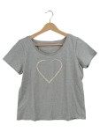 Vorschaubild 1 von Damen T-Shirt Gr. 36 S Grau Meliert Herz Motiv Casual Kurzarm
