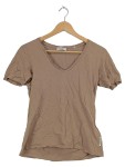 Vorschaubild 1 von Damen T-Shirt Gr. 34 XS Beige V-Ausschnitt Basic Baumwolle