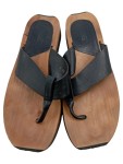 Vorschaubild 1 von Zehentrenner Sandalen Damen Gr. 38 Schwarz Casual Leder Holz