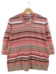 Vorschaubild 1 von Damen Pullover Gestreift Mehrfarbig Gr. 46 V-Ausschnitt 3, 4-Arm