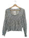 Vorschaubild 1 von Damen Bluse Blau Blumenmuster Raffungen Gr. 38 M