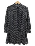 Vorschaubild 1 von Damen Bluse Gr. 34 XS Schwarz Geometrisch Klassisch Langarm Knopfleiste