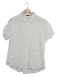 Vorschaubild 1 von Damen Bluse Gr. 38 M Weiß Kurzarm Leinen Klassisch