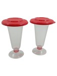 Vorschaubild 1 von Eisbecher Set 2 Stück Transparent Rot Deckel Kunststoff 16cm