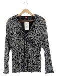 Vorschaubild 1 von Damen Pullover Gr. 42 XL Schwarz Abstrakt V-Ausschnitt Langarm