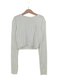 Vorschaubild 1 von Damen Langarmshirt Cropped Weiß Gr. 36 S Basic