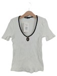 Vorschaubild 1 von Damen Rippstrick Top Weiß Gr. 36 S Schmuckdetail Casual