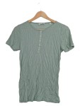 Vorschaubild 1 von Damen T-Shirt Gr. 38 M Grün Rippstrick Knopfleiste