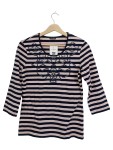 Vorschaubild 1 von Damen Langarmshirt Gr. 38 M Blau Gestreift Stickerei