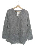 Vorschaubild 1 von Damen Bluse Gr. 40 L Weiß Gepunktet Langarm Casual Baumwolle