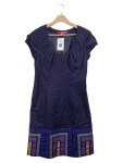 Vorschaubild 1 von Cocktailkleid Damen Blau Gr. 38 M Kurzarm Geometrisch Baumwolle Elegant
