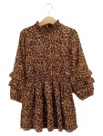 Vorschaubild 1 von Blusenkleid Braun Leopardenmuster Rüschen Gr. 110