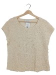 Vorschaubild 1 von Damen T-Shirt Beige Gr. 40 L Applikationen Struktur Kurzarm Baumwolle