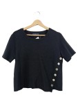 Vorschaubild 1 von Damen Pullover Kurzarm Schwarz Gr. 40 L Knopfleiste Asymmetrisch Casual