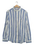Vorschaubild 1 von Herren Freizeithemd Blau Weiß Gestreift Gr. 41-42 L Leinen Baumwolle