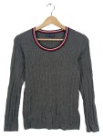 Vorschaubild 1 von Damen Pullover Grau Zopfstrickmuster Rundhals Gr. 36 S