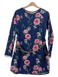 Vorschaubild 1 von Damen Freizeitkleid Blau Blumenmuster Langarm Gr. 38 M