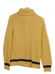 Vorschaubild 1 von Damen Pullover Gr. 38 M Gelb Rollkragen Zopfstrick Streifen