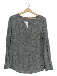 Vorschaubild 1 von Damen Bluse Schwarz Gemustert Gr. 40 L Langarm Knopfleiste Viskose