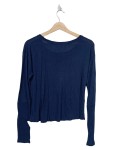 Vorschaubild 2 von Damen Langarmshirt Blau Gr. 38 M Pailletten Logo Casual