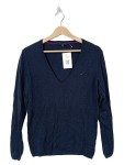 Vorschaubild 1 von Damen Pullover V-Ausschnitt Blau Gr. 42 XL Wolle Baumwolle