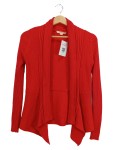 Vorschaubild 1 von Damen Strickjacke Rot Gr. 34 XS Rippstrick Asymmetrisch