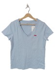 Vorschaubild 1 von Damen T-Shirt V-Ausschnitt Blau Gr. 38 M Basic Kurzarm