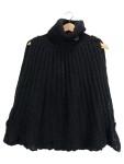 Vorschaubild 1 von Taifun Damen Strickponcho Pullunder Schwarz Gr. 36 Rollkragen Lochmuster Casual