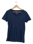 Vorschaubild 1 von Herren T-Shirt Gr. 46 S Blau V-Neck Kurzarm Basic Baumwolle