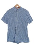 Vorschaubild 1 von Herren Freizeithemd Gr. 50 L Blau Weiß Gestreift Kurzarm Baumwolle