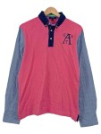 Vorschaubild 1 von Herren Poloshirt Pink Blau Langarm Logo Print Gr. 48 M Baumwolle